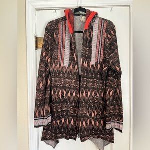 BKE hooded sweater with boho details size lg